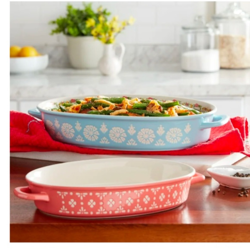 The Pioneer Woman Sweet Romance Blossoms Oval Bakers Dish set of 2